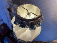 Alternative view of Vintage French Lampshades Set of 2 Blue and White Fabric Romantic Bedroom Boudoir Room Light Design / EVE
