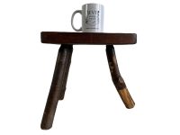 Alternative view of Vintage French Farmer Home Made Stool Wooden Wood Heavy Branch Log Milking Chair Seat Stand Plant Display Tabouret circa 1970-80's / EVE
