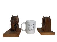 Alternative view of Vintage French Wooden Elephant Head Varnished Wood Book End Pair Stand Holder Storage Display Support c1960-1970's / EVE