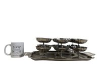 Alternative view of Vintage French Silver Steel Metal Small Ice Cream Sweet Pudding Cup Bowls Dishes Set Of Six circa c1970-80's / EVE