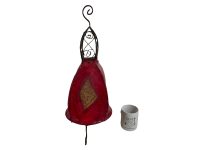 Alternative view of Vintage Moroccan Stretched Leather Metal Lamp Shade Lampshade Light Fitting Large Ornament Lighting Red circa 1980-90's / EVE