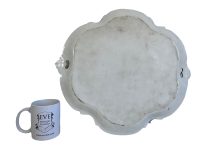 Alternative view of Antique French Large Rose Porcelain Plate With Gold Plated Handles Dish Server Decorative Glazed Ceramic White Gold c1910s / EVE