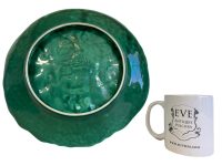 Alternative view of Vintage French Green Leaf Majolica Plate Dish Server Serving Decorative Glazed Earthenware Ceramic c1930-40s / EVE