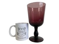 Alternative view of Vintage French Purple Red Glass Wine Beer Goblet Glass Goblet Drinking Drink Cup Ceremony Display c1960's / EVE