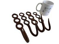 Alternative view of Antique French Large Metal Butcher Meat Kitchen Hanging Hook Set of four collection rustic rural rusty agricultural industrial c1940's / EVE