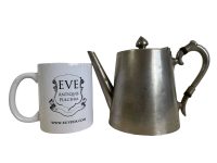 Alternative view of Antique French Stove Top Metal Tea Coffee Pot Traditional Serving Jug Pitcher Display France Damage c1877 / EVE