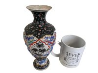 Alternative view of Vintage Middle Eastern Hand Painted Copper Vase Ornate Decorative Ceremony Eid c1970-80's / EVE