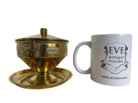 Alternative view of Vintage French Small Brass Gold Tin Sugar Trinket Jewellery Pot Decorative Ornament Handled circa 1920-30's / EVE