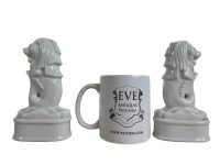 Alternative view of Vintage French Porcelain White Lion Fish Hybrid Small Ornament Figurine Display Gift Ceramic Pair Prop c1970-80's / EVE