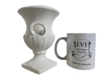 Alternative view of Vintage Italian White Ceramic Urn Trophy Cup Handled Vase Ornament Figurine Flower Plant Display Piece Prop c1970-80's / EVE