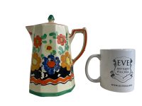 Alternative view of Vintage English Wade Clarice Cliff Art Deco Wade Heath Floral Hand Painted Style Tea Coffee Pot coffee tea maker pottery c1920-30's / EVE