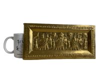 Alternative view of Vintage Indian Repousee With Elephants Brass Metal Hexagonal Plaque Decorative Wall Display circa 1980's / EVE