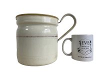 Alternative view of Vintage French Galvanised Pale Cream Enamel Metal Water Milk Cream Jug Can Carafe Pitcher Vase c1920-30's / EVE