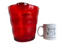 Alternative view of Vintage French Red See Through Plastic Champagne Wine Ice Bucket Cooler Display Stand Pot Handled c1990-00's / EVE