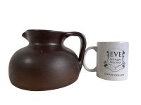 Alternative view of Vintage French Traditional Normandy Stoneware Pottery Clay Brown Pitcher Jug Vase Decanter Decorative circa 1980-90's / EVE