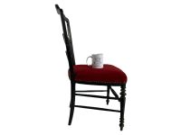 Alternative view of Antique French Napoleon Red Velvet Wooden Wood Padded Chair Stand Display Rest Plinth Seating Prop Decor circa 1900's / EVE