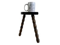 Alternative view of Vintage Stool French Traditional Bobbin Leg Small Milking Wood Chair Plant Pot Stand Display Plinth D Seat Shaped Tabouret c1960-70's / EVE
