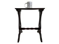 Alternative view of Vintage English Regency Style Lyre Harp Leather Topped Rectangular Side Table Stand Display Plinth Tabouret Country Cottage c1970-80's / EVE