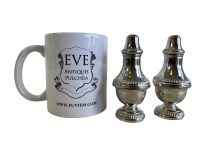 Alternative view of Vintage English Silver Metal Salt And Pepper Condiment Containers Shakers Storage Table Gold Spices Prop circa 70-80's / EVE