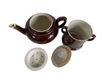 Alternative view of Vintage French Heavy Denby Style Tea Coffee Pot caf?? coffee tea filter maker pot ironstone pottery circa 1950-60's / EVE