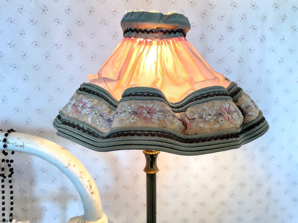 Antique French Lampshade Fabric Romantic Bedroom Girls Room Flower Design / EVE