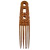 Vintage African Comb Afro Pick Wood Hair Primitive Sculpture Carving Tribal Art Decor Slide Head Accessories c1970-80's / EVE