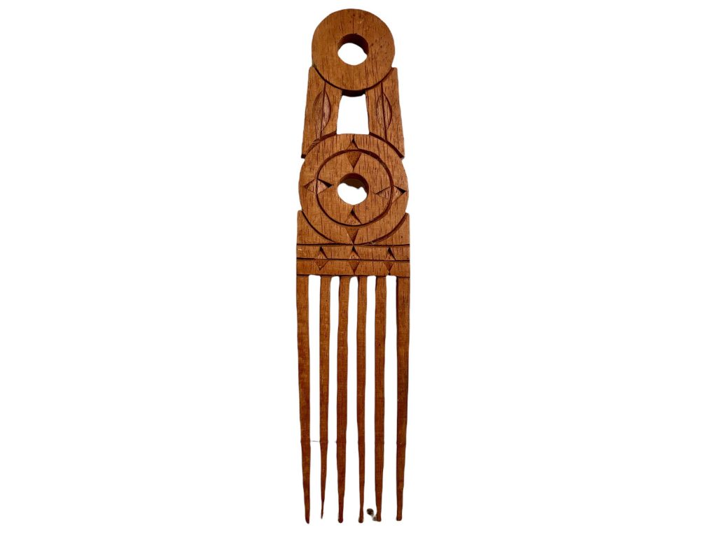 Vintage African Comb Afro Pick Wood Hair Primitive Sculpture Carving Tribal Art Decor Slide Head Accessories c1970-80’s / EVE