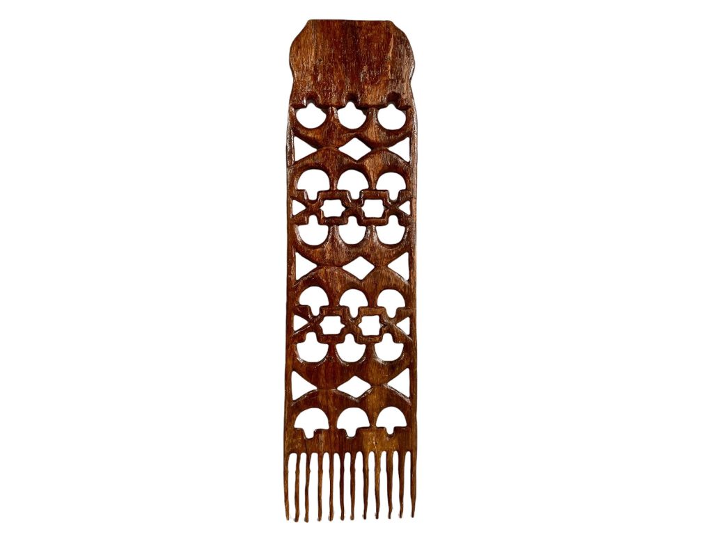 Vintage African Comb Afro Pick Wood Hair Primitive Sculpture Carving Tribal Art Decor Slide Head Accessories c1970-80’s / EVE