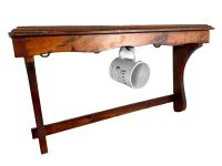 Vintage French Wood Wooden Brown Natural Wood Wall Fixing Pot Saucepan Hanger Kitchen Shelf Shelving Stand c1970-1980's / EVE