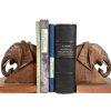 Vintage French Wooden Elephant Head Varnished Wood Book End Pair Stand Holder Storage Display Support c1960-1970's / EVE