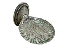 Vintage French Silver Metal Tarnished Soap Dish Shell Shaped Bathroom Kitchen Wall Mounted Bathroom Toilet c1970-80's / EVE