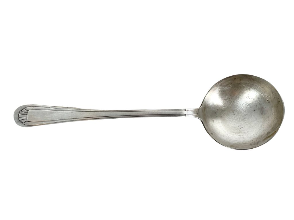 Antique French Pewter Silver Metal Curved Fancy Ladle Spoon Serving Server Soup Set circa 1910-20’s / EVE