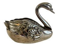 Vintage English Swan Silver Metal Napkin Serviette Holder serving table display presentation circa 1970-80's / EVE