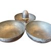 Vintage English Triple Metal Acorn Handled Pot Bowl Dish Catch-All Serving Sweet Candy Jewellery circa 1960-70's / EVE