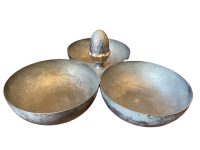Vintage English Triple Metal Acorn Handled Pot Bowl Dish Catch-All Serving Sweet Candy Jewellery circa 1960-70's / EVE