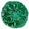 Vintage French Green Leaf Majolica Plate Dish Server Serving Decorative Glazed Earthenware Ceramic c1930-40s / EVE