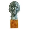 Vintage French Plaster Green Mozart Bust Head Ornament Figurine Display Gift Classical Music Composer Figurine Antiques c1970's / EVE