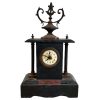 Antique French Black Marble Stone Clock Spelter Mantlepiece Shelf Missing Parts Not Working c1880's / EVE
