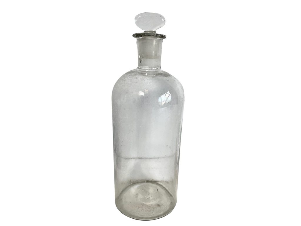 Antique French Large Apothecary Glass Bottle With Stopper Pharmacy Medical Chemist Laboratory Bottle Decanter Storage c1910-20’s / EVE