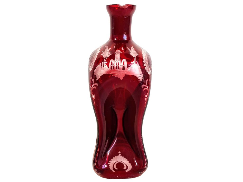 Antique French Chinoiserie Red Glass Bottle Decanter Storage Display Decoration c1910-20’s / EVE