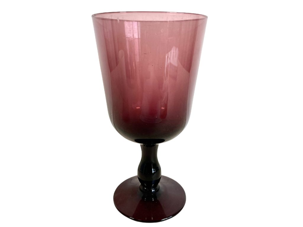 Vintage French Purple Red Glass Wine Beer Goblet Glass Goblet Drinking Drink Cup Ceremony Display c1960’s / EVE