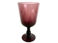 Vintage French Purple Red Glass Wine Beer Goblet Glass Goblet Drinking Drink Cup Ceremony Display c1960's / EVE