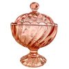 Vintage French Red Pink Clear Glass Pot Jar Vase Bon Bon Candy Storage Display Prop circa 1950-60's / EVE