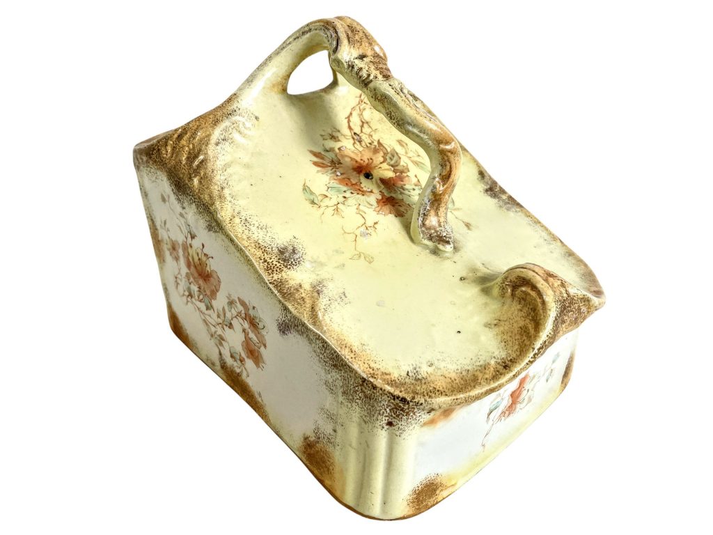 Antique English Large Ceramic Butter Cheese Lid Dish Cover Storage Box Case Display Table circa 1910-20’s / EVE