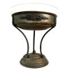 Antique French Small Metal Glass Pedestal Pot Bowl Dish Catch-All Serving Sweet Candy Jewellery circa 1910-20's / EVE
