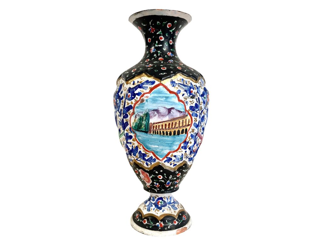 Vintage Middle Eastern Hand Painted Copper Vase Ornate Decorative Ceremony Eid c1970-80's / EVE