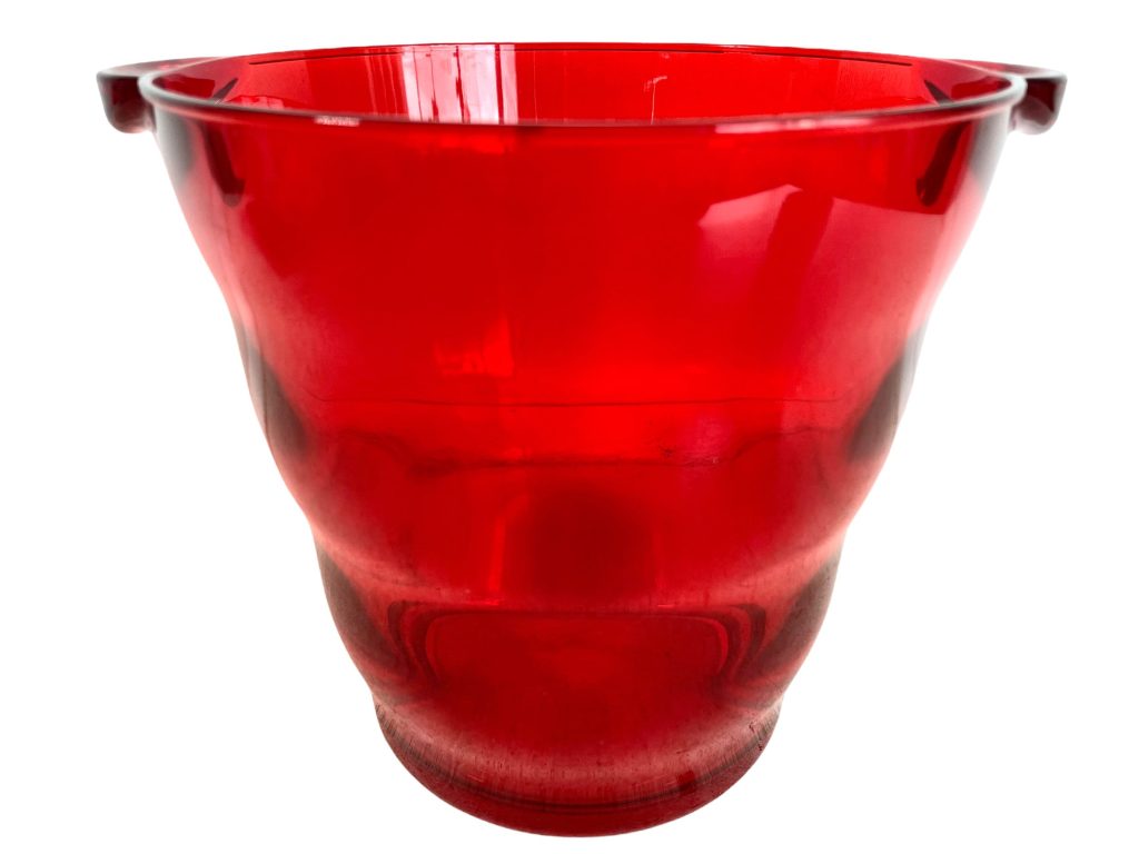 Vintage French Red See Through Plastic Champagne Wine Ice Bucket Cooler Display Stand Pot Handled c1990-00’s / EVE