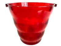 Vintage French Red See Through Plastic Champagne Wine Ice Bucket Cooler Display Stand Pot Handled c1990-00's / EVE