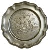 Vintage French Small Pewter Dinner Plate tray charger platter serving lap table display decorative inn pub wall hanging c1970-80's / EVE
