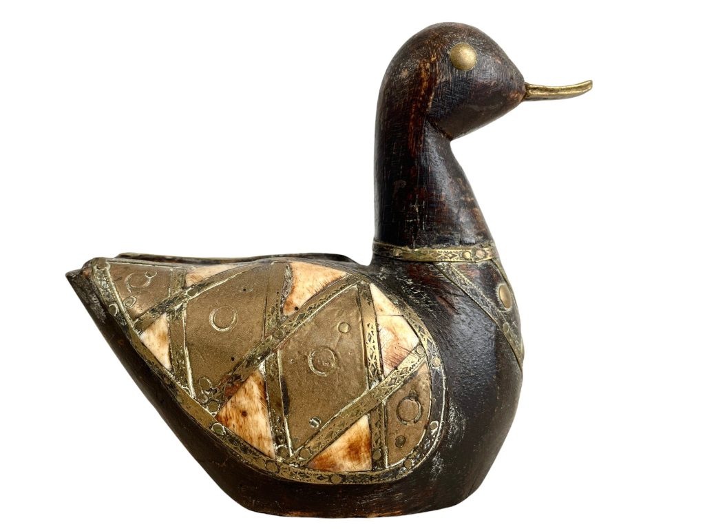 Vintage Thai Duck Bird Statue Art Carving Sculpture Wooden Wood Ornament circa 1970-1980’s / EVE